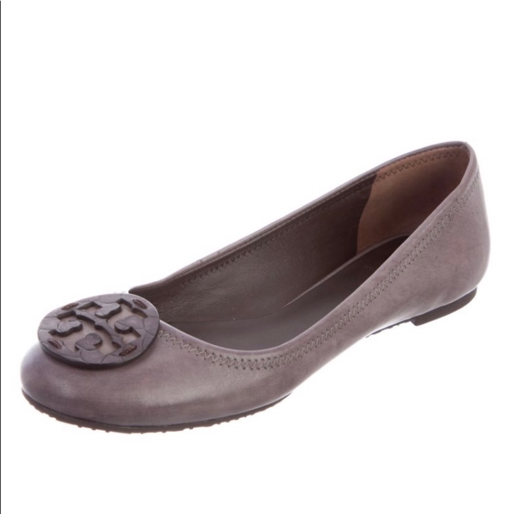 Tory Burch Ballet Flats Grey Leather